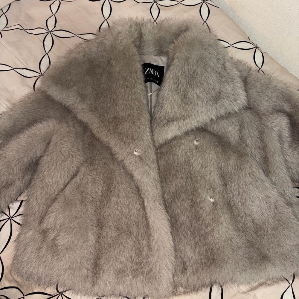 Zara Gray Teddy Jacket